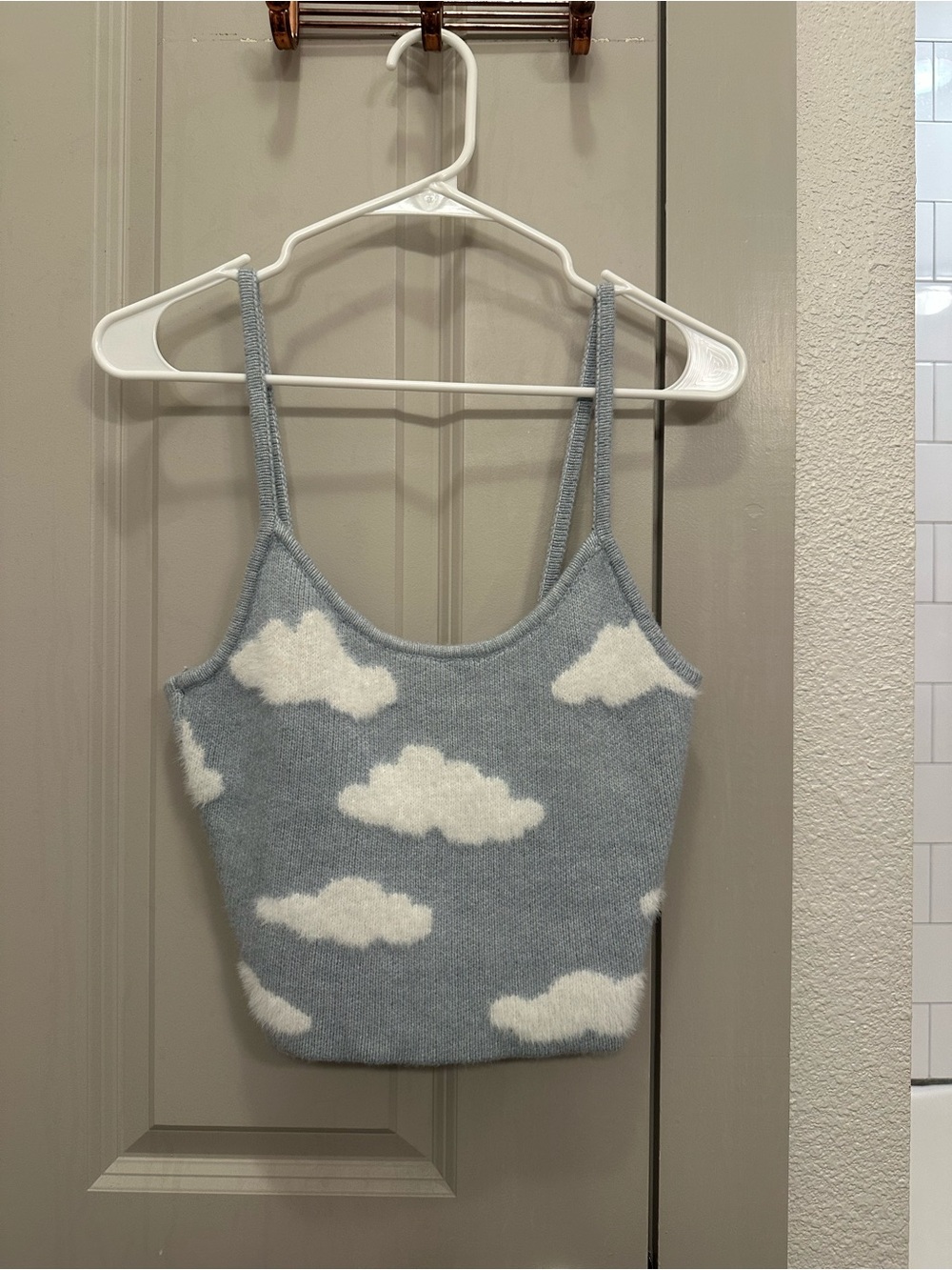 La Hearts Light Blue Cloud Print Knit Cami